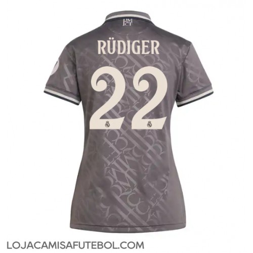 Camisa de Futebol Real Madrid Antonio Rudiger #22 Equipamento Alternativo Mulheres 2024-25 Manga Curta